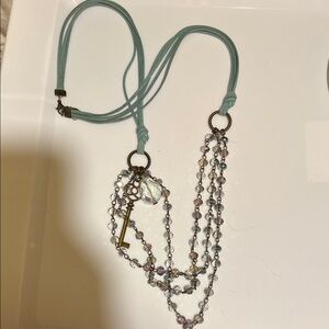 Crystal Key Multi-Strand Key Pendant Necklace